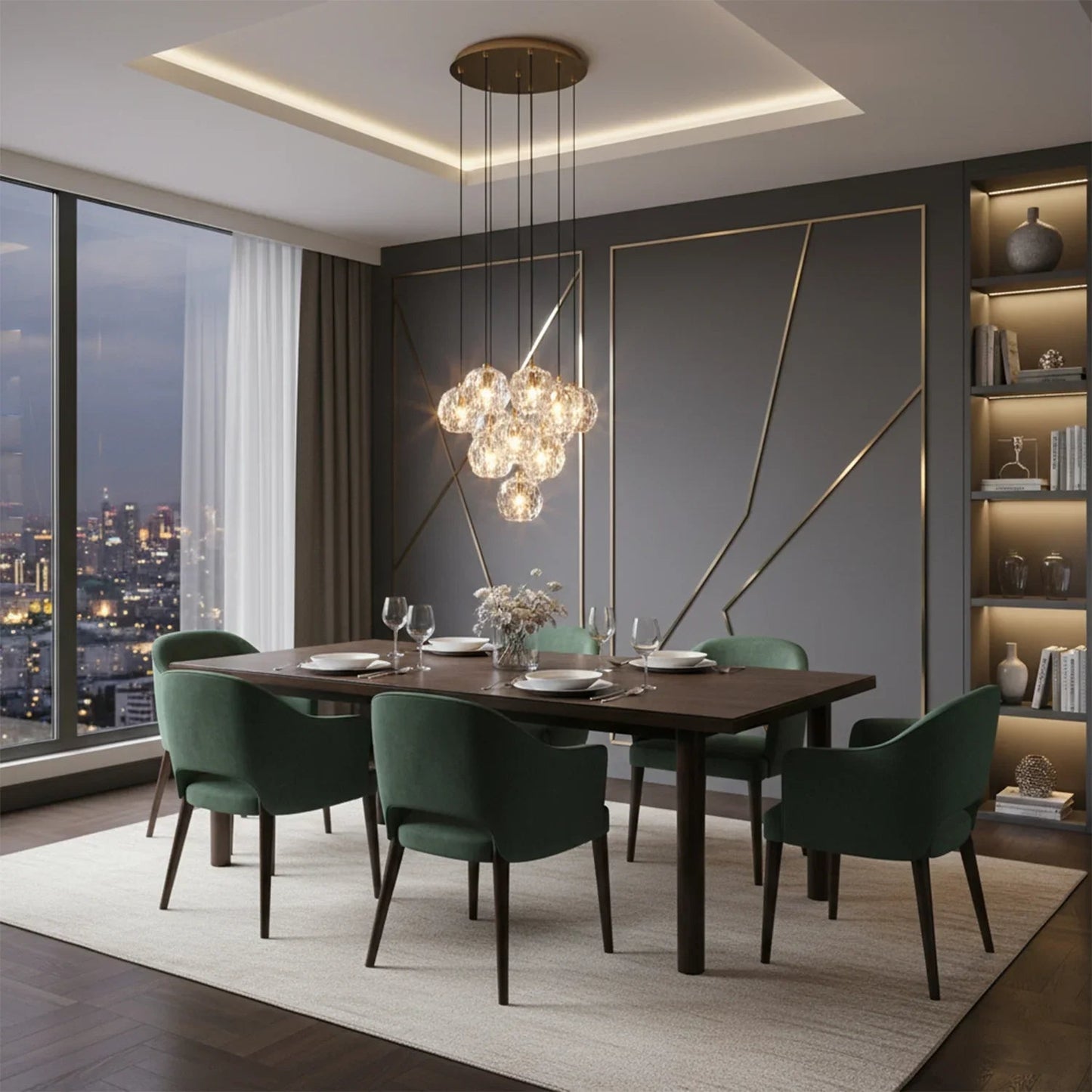 Luxury Faceted Crystal Cluster Chandelier