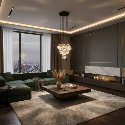 Luxury Faceted Crystal Cluster Chandelier