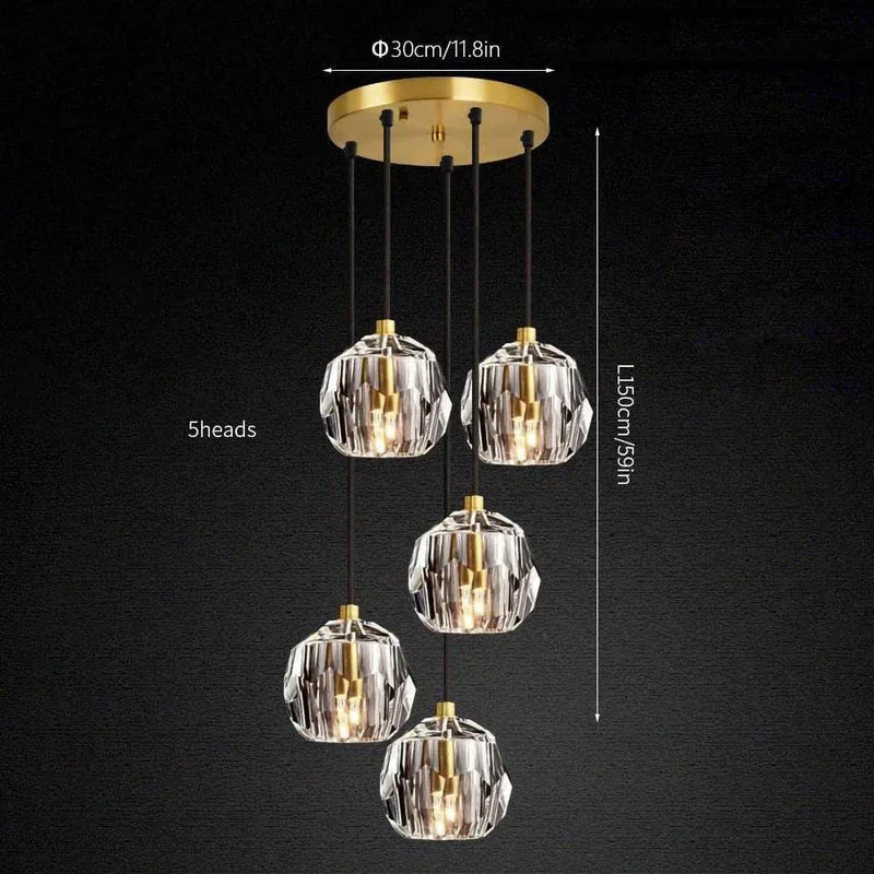 Luxury Faceted Crystal Cluster Chandelier