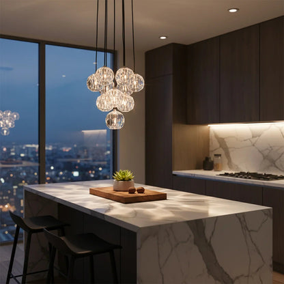 Luxury Faceted Crystal Cluster Chandelier