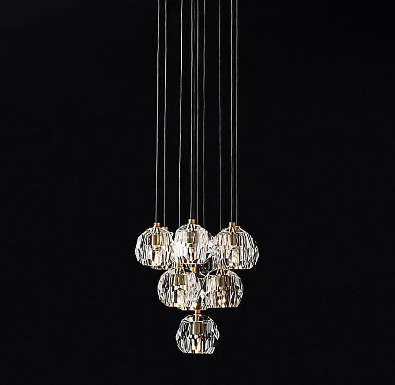 Luxury Faceted Crystal Cluster Chandelier