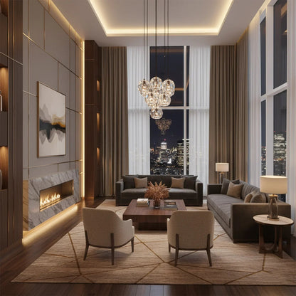 Luxury Faceted Crystal Cluster Chandelier