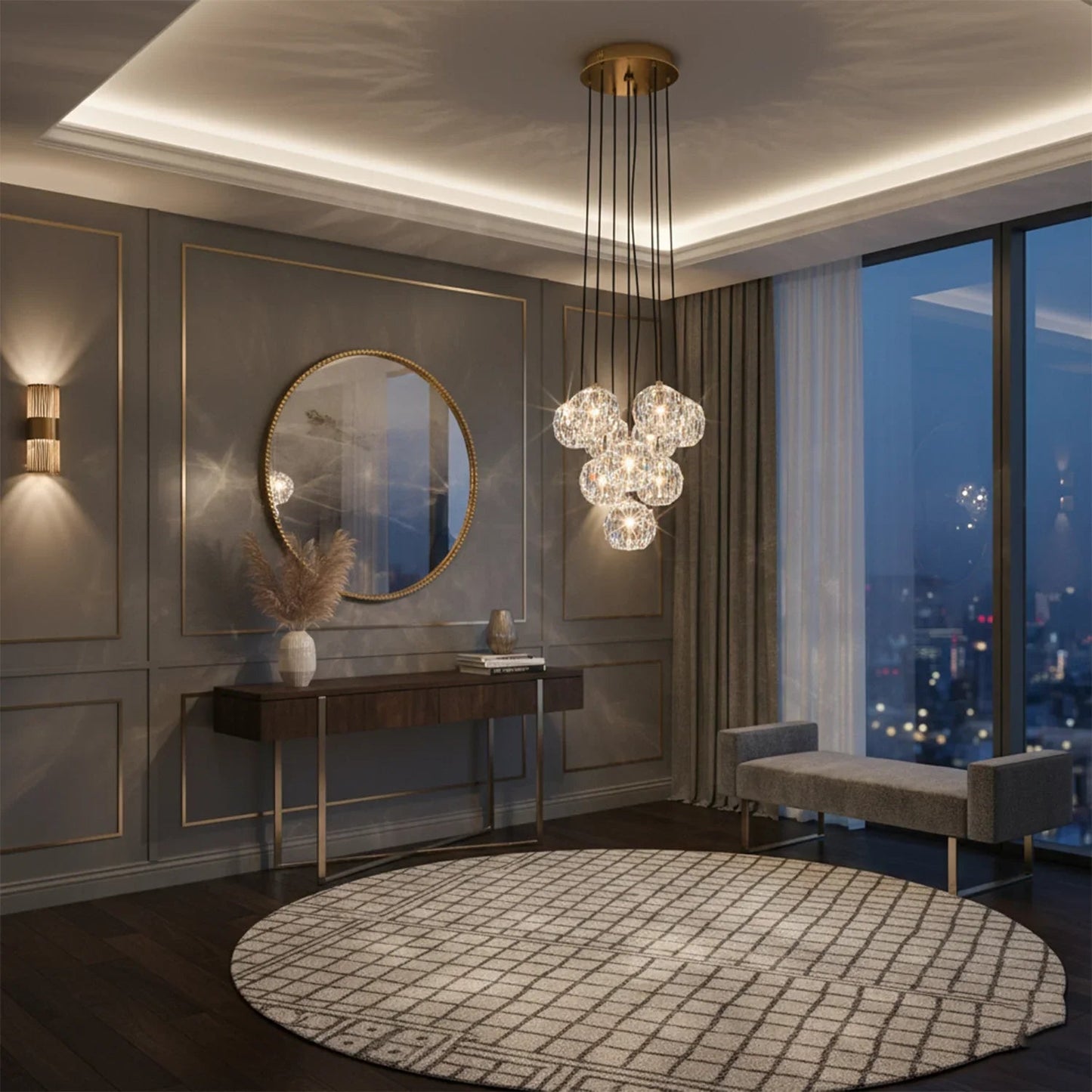 Luxury Faceted Crystal Cluster Chandelier