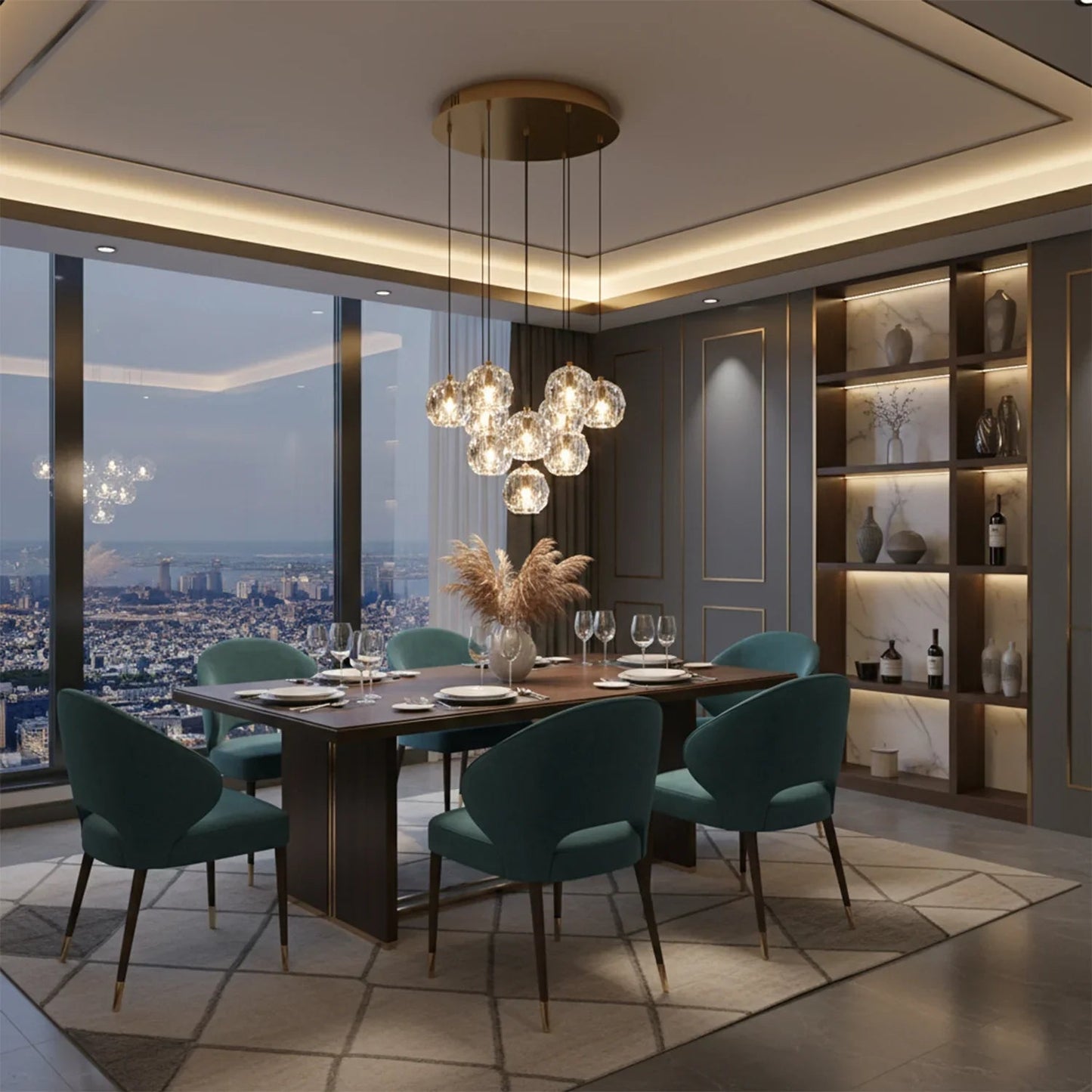 Luxury Faceted Crystal Cluster Chandelier