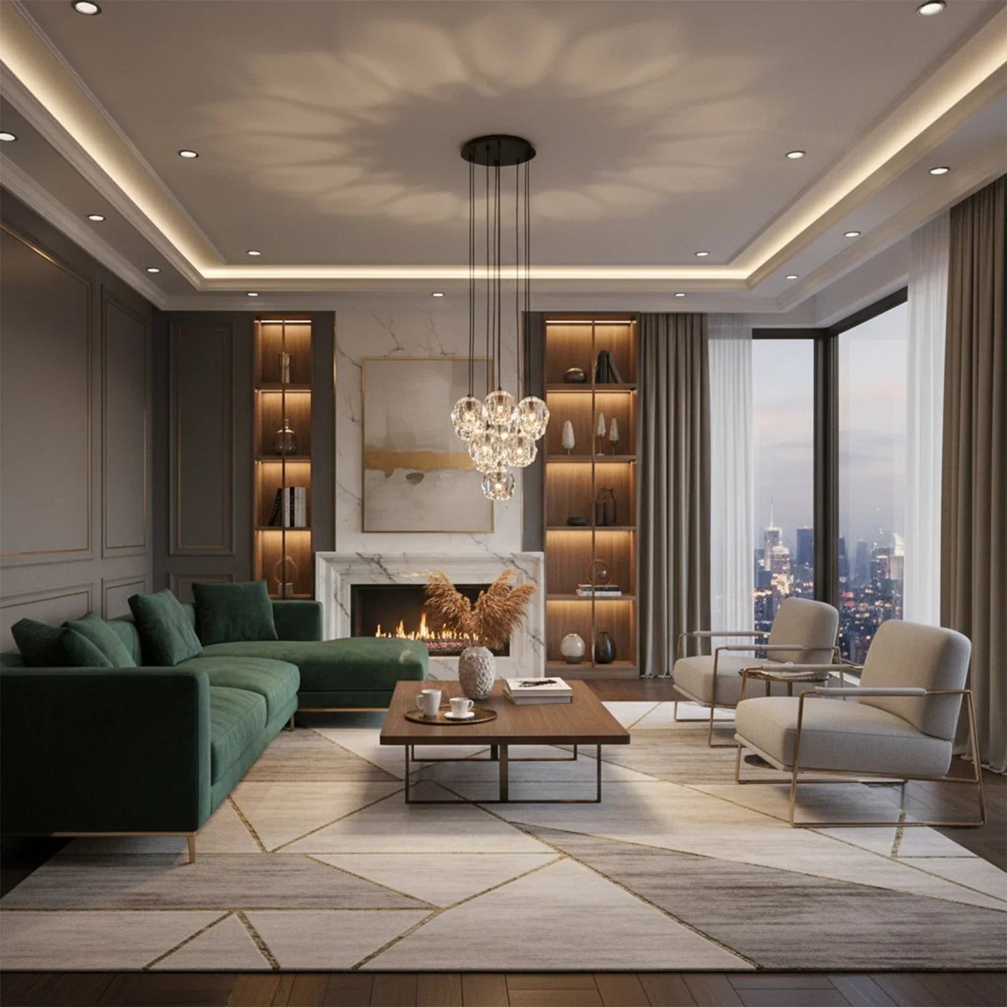 Luxury Faceted Crystal Cluster Chandelier