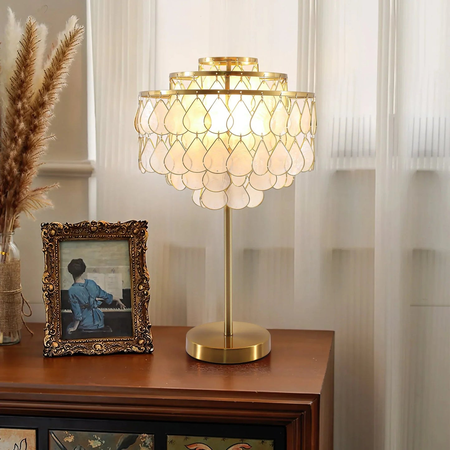 Teardrops Capiz Table Lamp