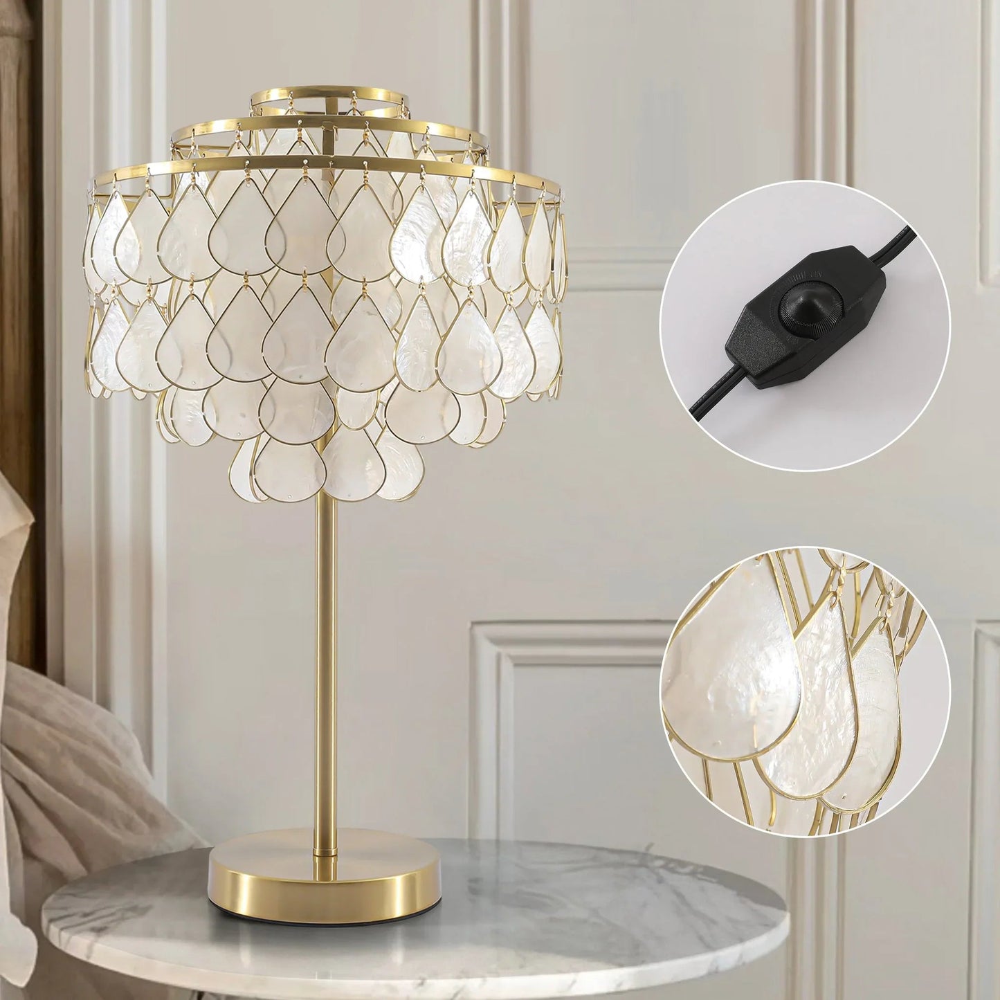 Teardrops Capiz Table Lamp
