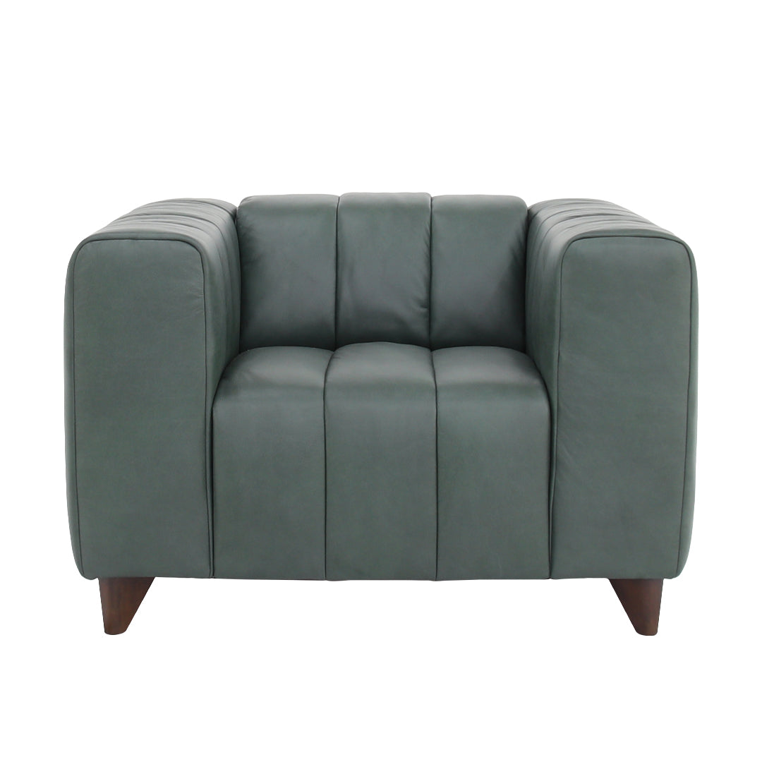 Octavia Top Grain Leather Arm Chair - Green