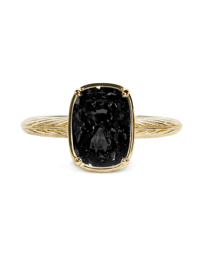 Sterling Silver Mini Black Elongated Cushion Ring