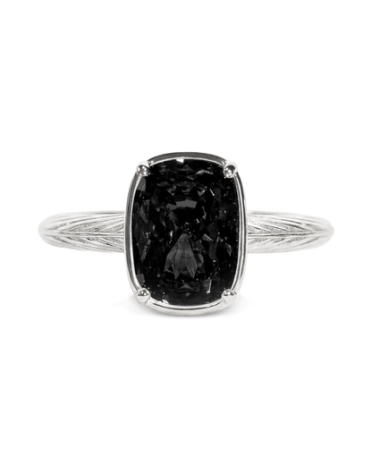 Sterling Silver Mini Black Elongated Cushion Ring