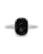 Sterling Silver Mini Black Elongated Cushion Ring