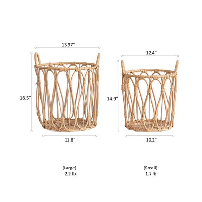 Bohemian Open-Weave Rattan Basket
