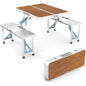 4FT Folding Camping Table w/4 Seats Portable Aluminum Table Set