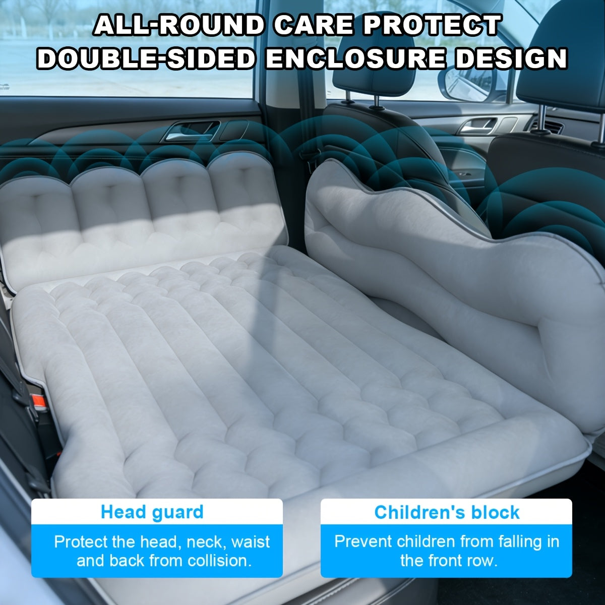 Car Inflatable Mattress Back Seat Bed SUV Travel Air Bed w/ Pump & Pillows