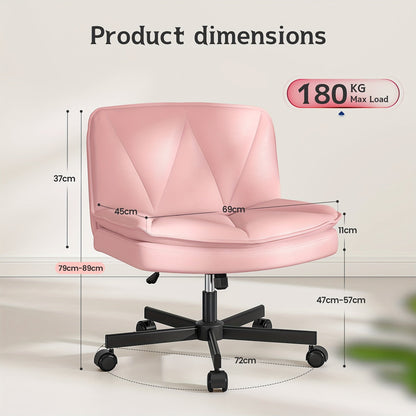 27" Wide Criss Cross Office Chair with Wheels – Adjustable Swivel Armless Vanity Desk Chair with Back Support