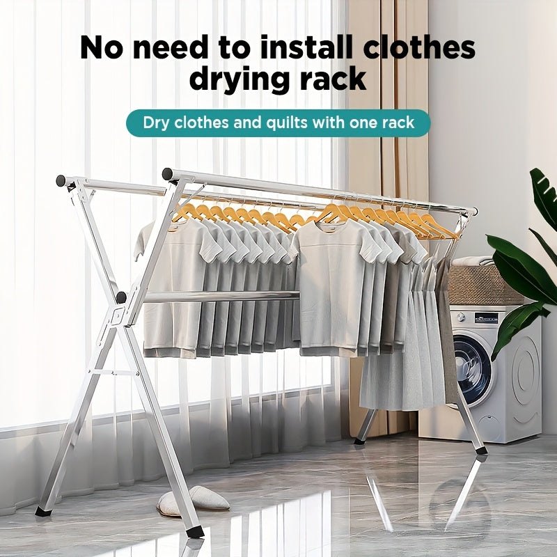 Extendable 48.4"-78.7" Folding Laundry Rack Indoor Outdoor Clothes Dryer