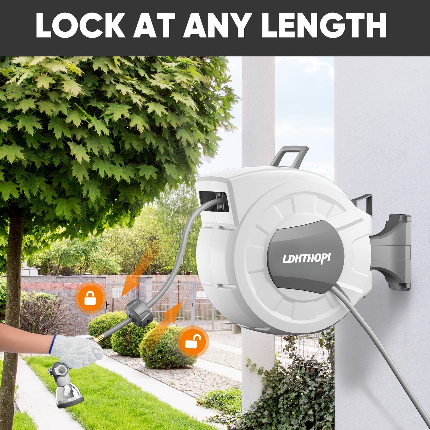 Retractable Garden Hose Reel 40/100/110/130FT Auto Rewind Wall Mounted Hose