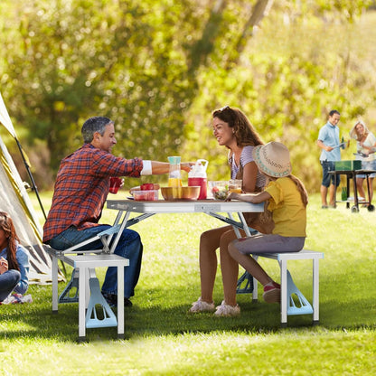 4FT Folding Camping Table w/4 Seats Portable Aluminum Table Set
