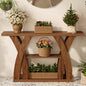 Rustic Console Table with Shelf, Entryway Sofa Table 55" Wood