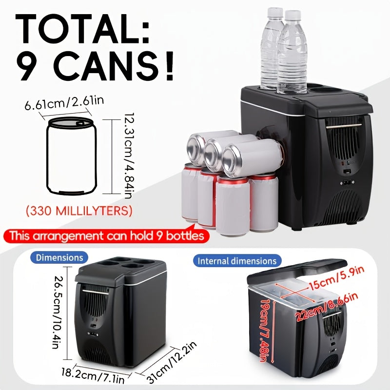 6L Portable Car Refrigerator Cooler & Warmer Mini Fridge Home Car Cup Holder