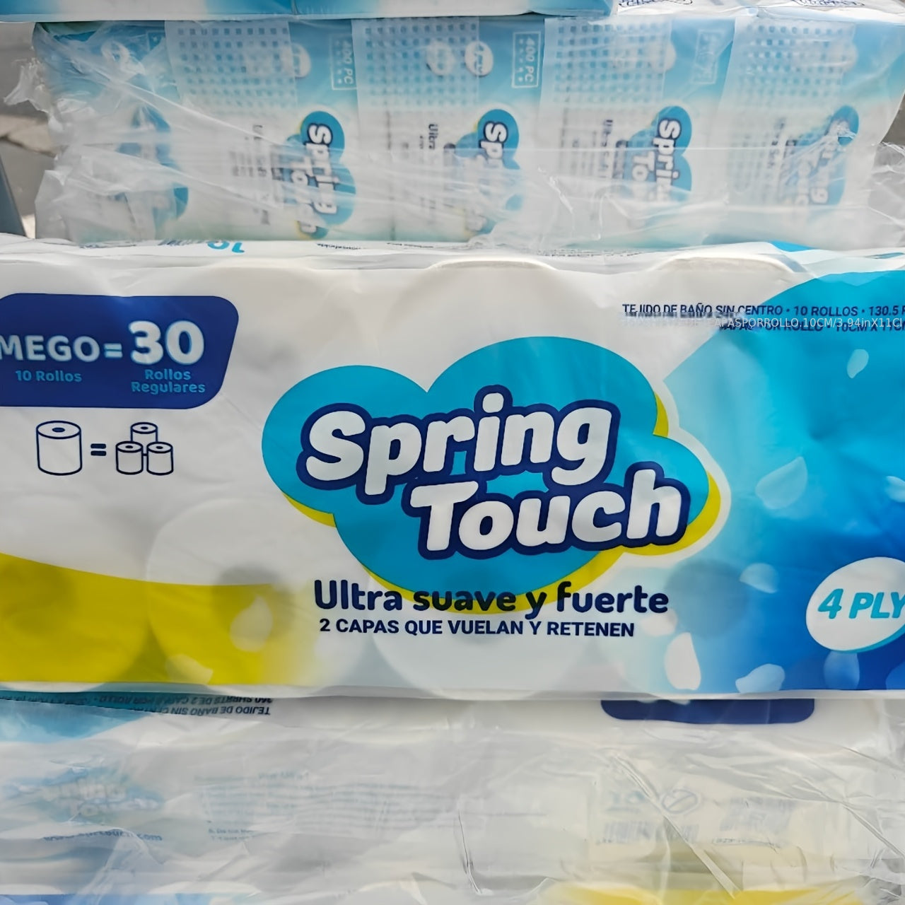 Spring Touch 4-Ply Toilet Paper Ultra Soft Strong Bath Tissue 10/20/30 Rolls Lint-Free