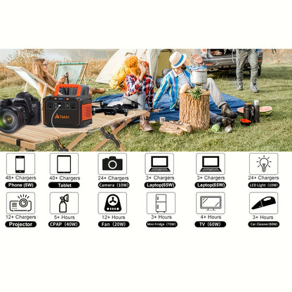 300W Portable Power Station Solar Generator w/ Foldable Solar Panel Camping Backup Power Supply