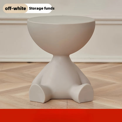 Bear Side Table with Storage – Modern Animal Shaped Nightstand End Table for Bedroom Living Room Patio