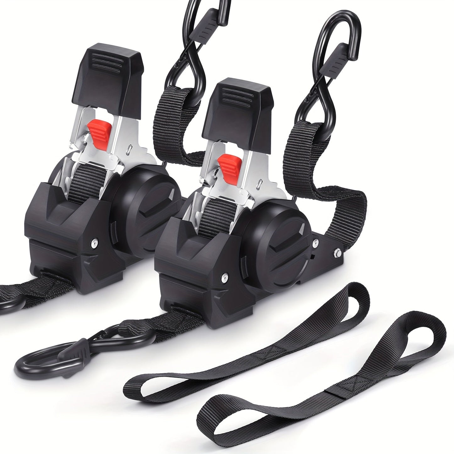 4PCS Retractable Ratchet Tie Down Straps – 10FT Heavy Duty Self-Retracting Cargo Straps for Truck, Trailer & Motorcycle