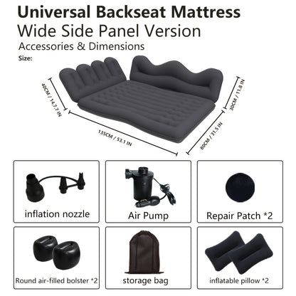 Car Inflatable Mattress Back Seat Bed SUV Travel Air Bed w/ Pump & Pillows
