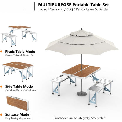 4FT Folding Camping Table w/4 Seats Portable Aluminum Table Set