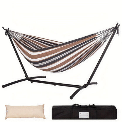 Heavy Duty Double Hammock with Steel Stand 450lbs Portable Outdoor Indoor Blue