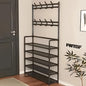 2 in 1 Shoe Rack with Coat Hooks Entryway Organizer 5 Tier Storage Shelf
