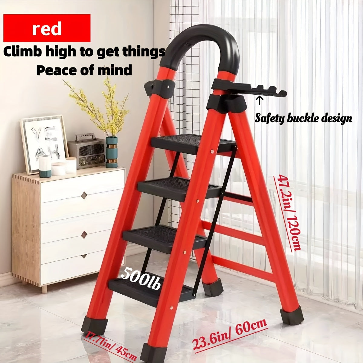 Heavy Duty Folding Step Ladder 3/4/5 Step Non-Slip 500LBS Capacity Portable