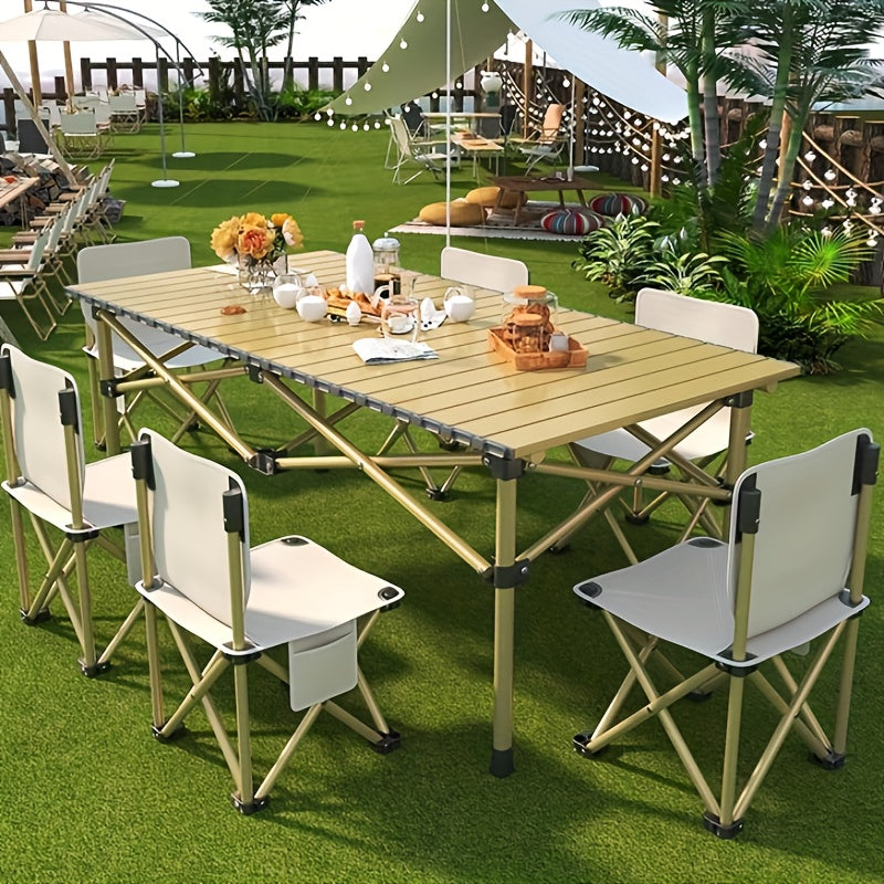 Portable Folding Camping Table for 4-6 People Adjustable Height Picnic BBQ Table
