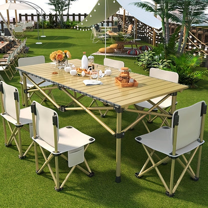 Portable Folding Camping Table for 4-6 People Adjustable Height Picnic BBQ Table