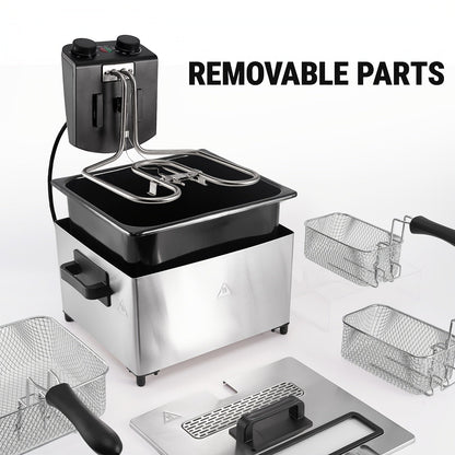 1700W Electric Deep Fryer 3L/5L Stainless Steel w Basket Timer Temperature