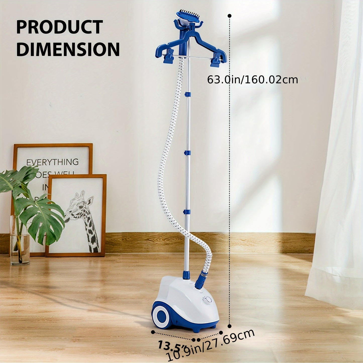1500W Garment Steamer Standing Clothes Steamer 1.8L Tank 60Min Continuous Steam