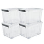 72/97QT Storage Box with Wheels & Lid – Stackable Heavy Duty Organizer 4-6-Pack