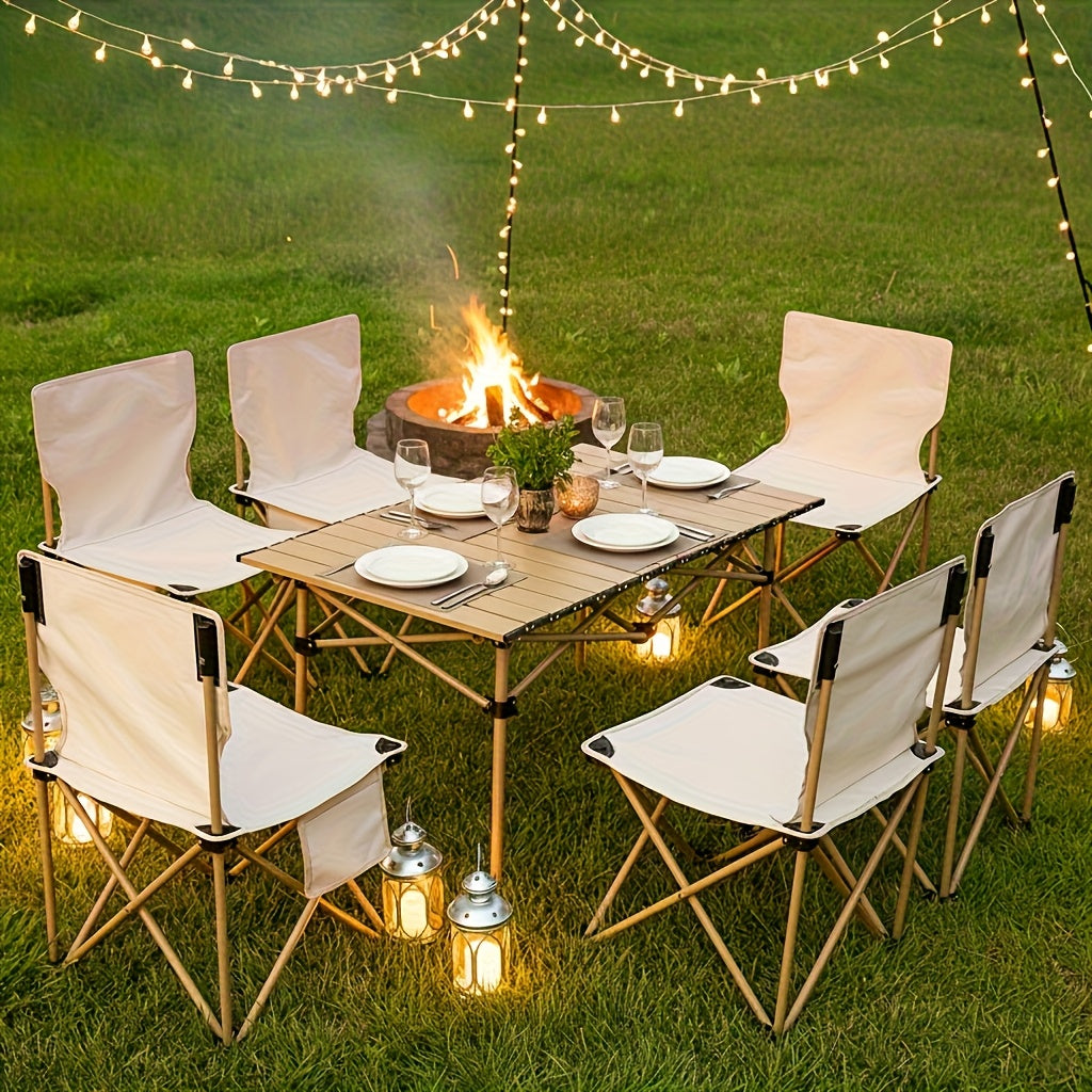 Portable Folding Camping Table for 4-6 People Adjustable Height Picnic BBQ Table