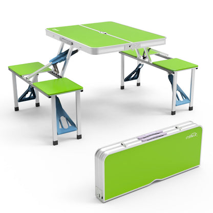4FT Folding Camping Table w/4 Seats Portable Aluminum Table Set