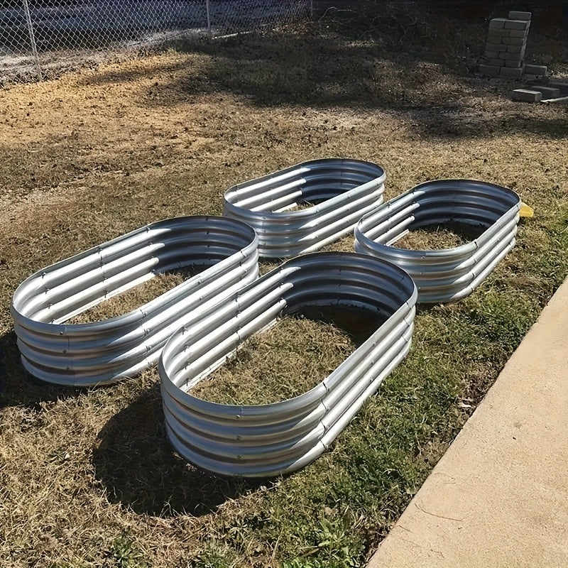 4x2x1FT Galvanized Raised Garden Bed Kit Oval Metal Planter Box