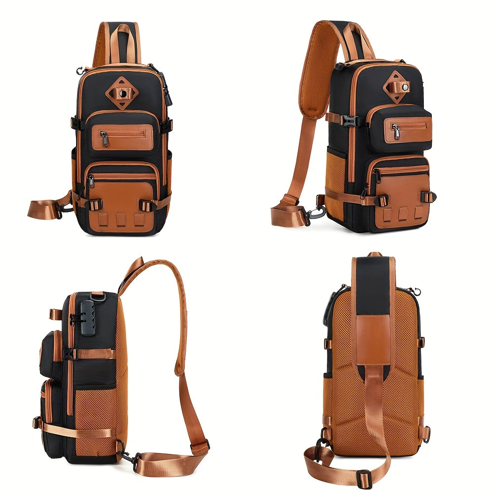 Anti-Theft Sling Bag Men Crossbody Chest Backpack USB Waterproof Travel Bag