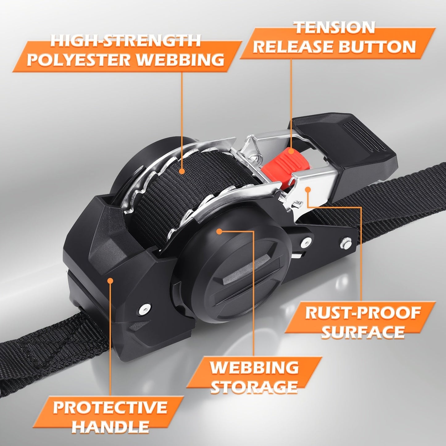 4PCS Retractable Ratchet Tie Down Straps – 10FT Heavy Duty Self-Retracting Cargo Straps for Truck, Trailer & Motorcycle