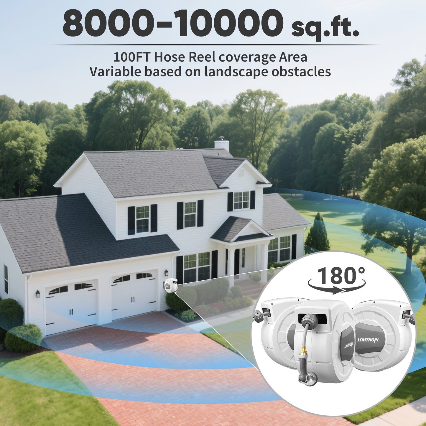 Retractable Garden Hose Reel 40/100/110/130FT Auto Rewind Wall Mounted Hose