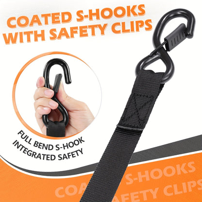4PCS Retractable Ratchet Tie Down Straps – 10FT Heavy Duty Self-Retracting Cargo Straps for Truck, Trailer & Motorcycle