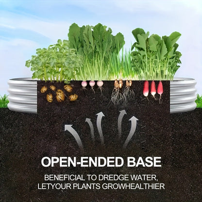 4x2x1FT Galvanized Raised Garden Bed Kit Oval Metal Planter Box