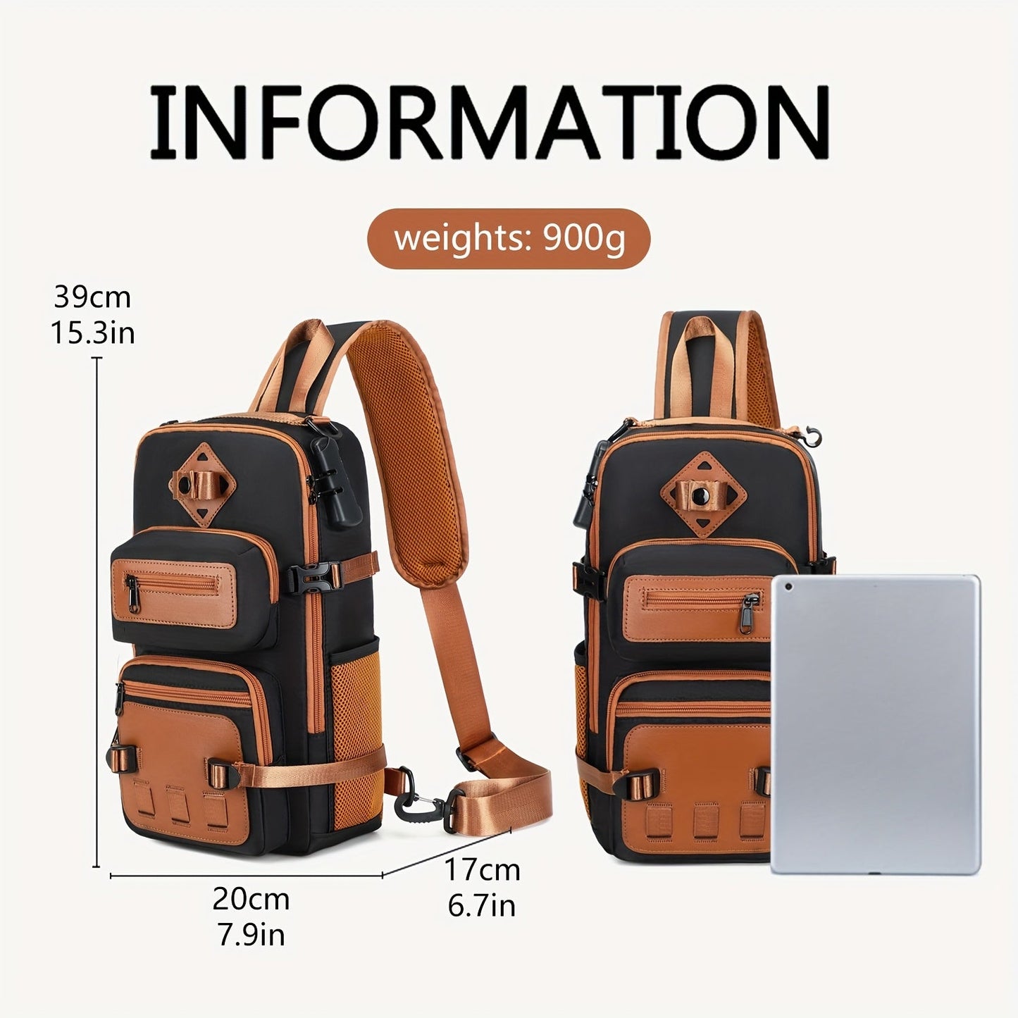 Anti-Theft Sling Bag Men Crossbody Chest Backpack USB Waterproof Travel Bag