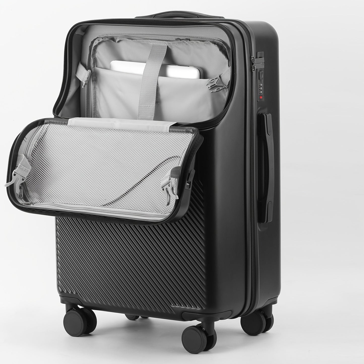 Carry On Luggage Hard Shell Spinner Suitcase USB TSA Lock Front Pocket Travel Bag