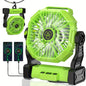 10400mAh 13hrs Rechargeable Automatic Oscillating Camping Fan with LED and Hook