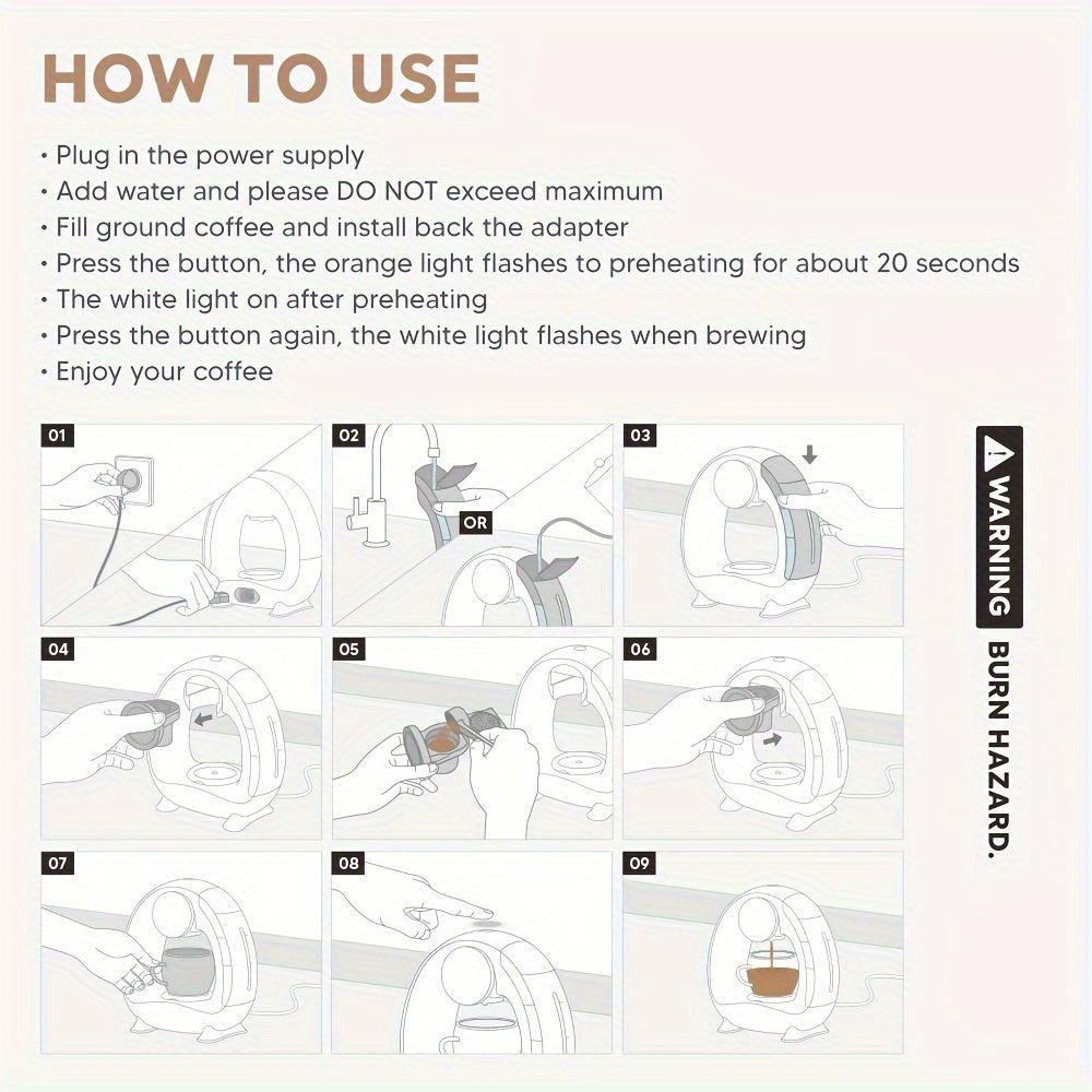 2 in 1 Single Serve Coffee Maker K Cup & Ground Coffee Brewer 4-8 Cup Size